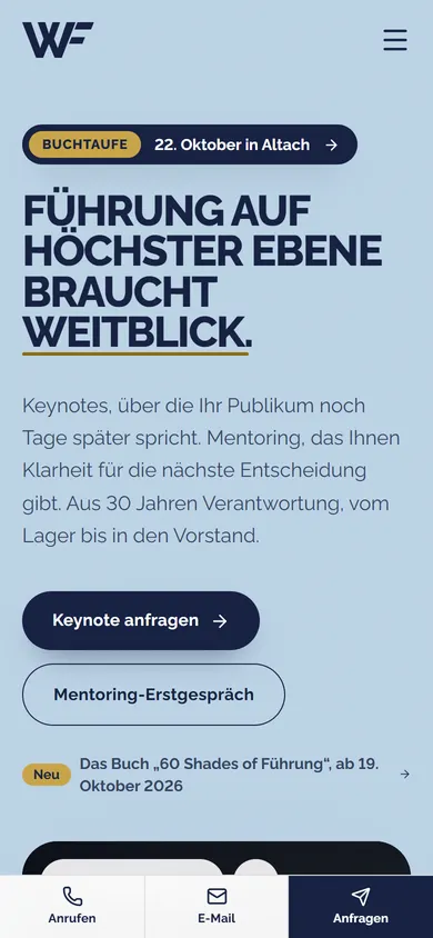 Webseite Dr. Wolfgang Frick auf dem Handy
