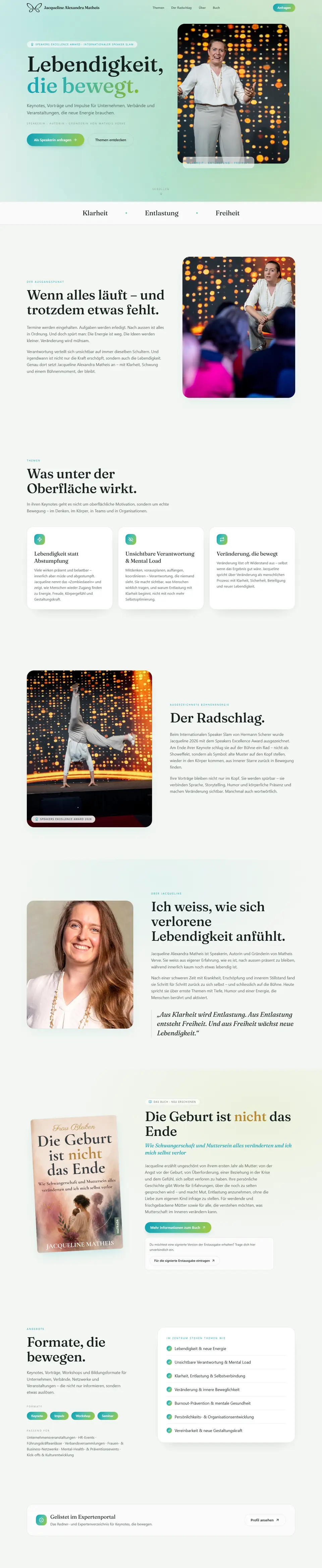 Webseite Jacqueline Matheis, ganze Seite